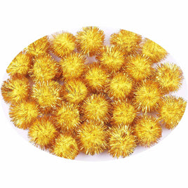 200pcs Glitter Tinsel Pom 5/8"(15mm) - Yellow