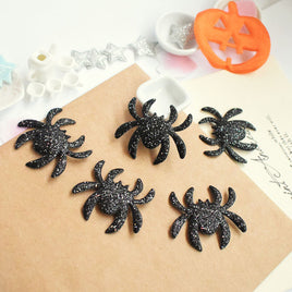 Wholesale Padded Glitter Spider 1.5" Halloween Embellishment - Black