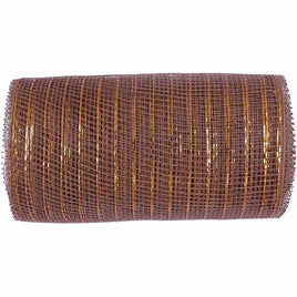 10 inch x 30 feet(10 Yards) Metallic Deco Poly Mesh Ribbon - Brown