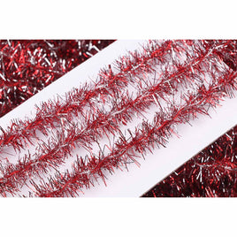 20y Skinny Metallic Christmas Tinsel Garland Ribbon,3/4" - Red/Silver