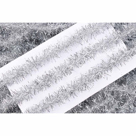 20y Skinny Metallic Christmas Tinsel Garland Ribbon,3/4" - Silver