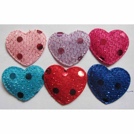 120 Padded 1" Sequin Hearts -6 Colors