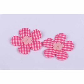 100 Gingham Flower 1.5"- Hot Pink