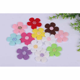 120 Felt Flower w/Gingham center 1.5"-12 Colors