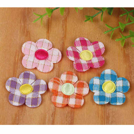 100 Padded Gingham Flower 1 1/8"-5 Colors