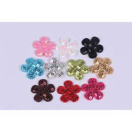 100 Padded Flower W/Sequin  1"-10 Colors