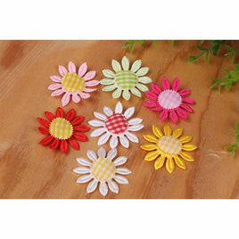 70 Satin Flower w/Gingham center 1.5"-7 Colors