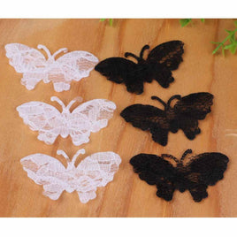 80 Padded Lace Butterfly 2"-White/Black