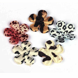 100 Satin Flower 1.5" Leopard -5 Colors