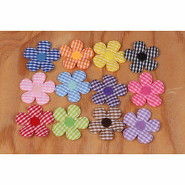 120 Gingham Flower w/center 1.5"-12 Colors