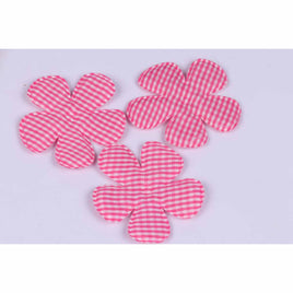 50 Padded Gingham Flower 2.5" - Hot Pink