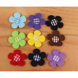 90 Padded Felt Flower w/center 1"-9 Colors