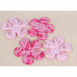 40 Padded Lace Flower 2.5" - Pink/Hot Pink