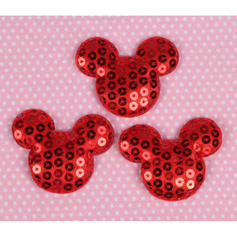 20 Padded Sequin Mouse w/Bow 2 3/8"- Red