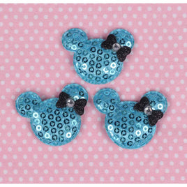 30 Padded Sequin Mouse w/Bow 1.5" - Blue