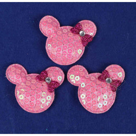 30 Padded Sequin Mouse w/Bow 1.5" - Pink