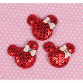 30 Padded Sequin Mouse w/Bow 1.5" - Red/White bow