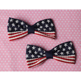 20 USA Flag Ribbon Bow 3"-Navy