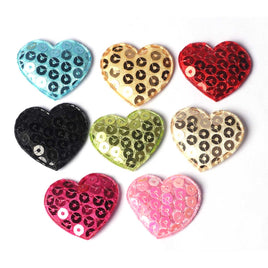 80 Padded Sequin Heart 1.25" - 8 Colors