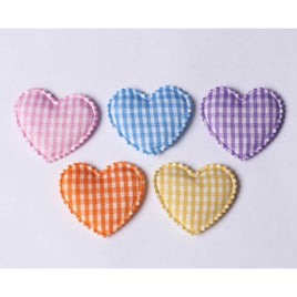 100 Padded Gingham Heart 1.25" -5 Colors