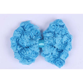 12pcs 4.5“ Large Chiffon Rose Bow - Turquoise