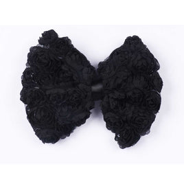 12pcs 4.5" Large Chiffon Rose Bow - Black