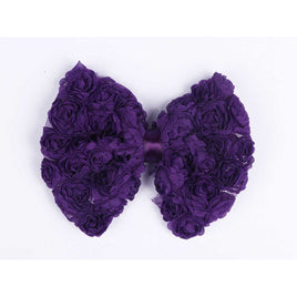 12pcs 4.5” Large Chiffon Rose Bow - Purple