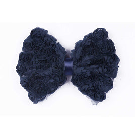 12pcs 4.5” Large Chiffon Rose Bow - Navy