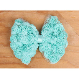 12pcs 4.5“ Large Chiffon Rose Bow - Mint