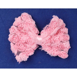 12pcs 4.5“ Large Chiffon Rose Bow - Pink