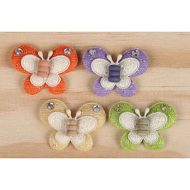 40 Padded Butterfly W/Rhinestone Wood Applique 1.5"-4 Colors