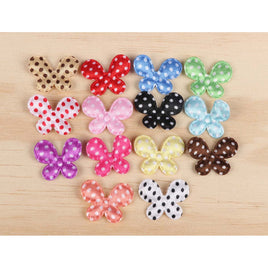 140 Padded Satin Polka Dots Butterfly 1"-14 Colors