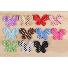 110 Padded Satin Polka Dots Butterfly 1.5"-11 Colors