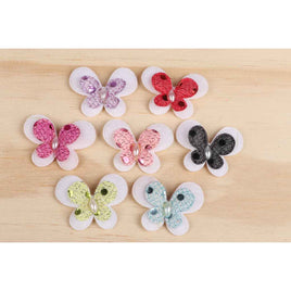 35 Padded Felt/Sequin Butterfly Applique -7 Colors