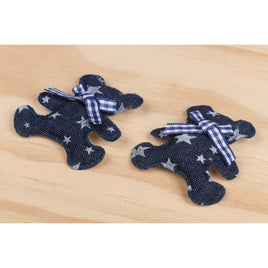 30 Padded Denim Teddy Bears 2.25"- Navy