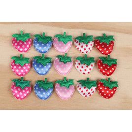 50 Satin Polka Dots Strawberry W/leaf 0.75" -5 Colors