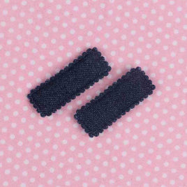 60 Padded Hair Clip Covers Denim 35mm-Nany