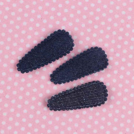 60 Padded Hair Clip Covers Denim 35mm-Navy