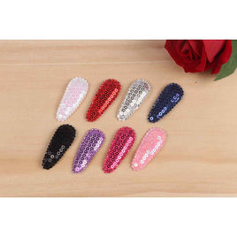 80 Padded Sequin Hair Clip Covers 35mm-8 Colors