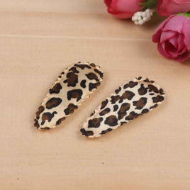 100Pcs Satin Leopard Hair Clip Covers 45mm-Brown