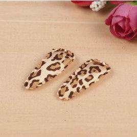 100Pcs Satin Leopard Hair Clip Covers 35mm-Tan