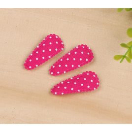 100Pcs Felt Hair Clip Covers Dots 35mm-Hot Pink