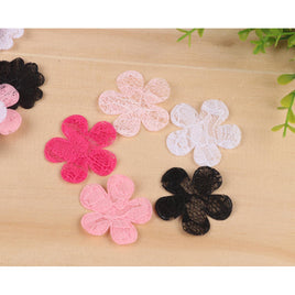 100pcs Padded Lace Flower 1.5"- 5 Colors