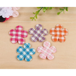 100 Padded Gingham Flower 1.5"-5 Colors