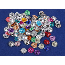 200pcs Acrylic Rhinstone Flower W/hole 15mm- Mix Color