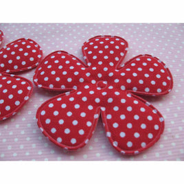 30pcs Big Padded Spring Polka dots Flower 75mm-Red