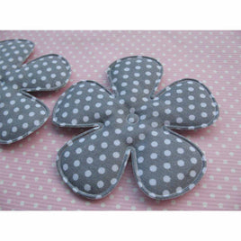 30pcs Big Padded Spring Polka dots Flower 75mm - Grey