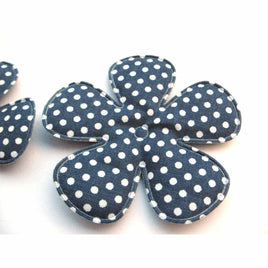 30pcs Big Padded Spring Polka dots Flower 75mm - Navy