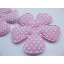 30pcs Big Padded Spring Polka dots Flower 75mm - Pink