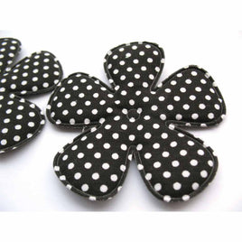 30pcs Big Padded Spring Polka dots Flower 75mm - Black